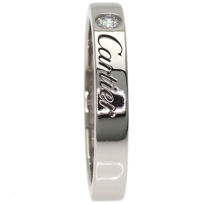 CARTIER Engraved 1P Diamond # 48 Ring Platinum PT950 Ladies [Used]