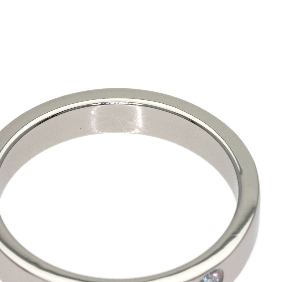 CARTIER Engraved 1P Diamond # 48 Ring Platinum PT950 Ladies [Used]