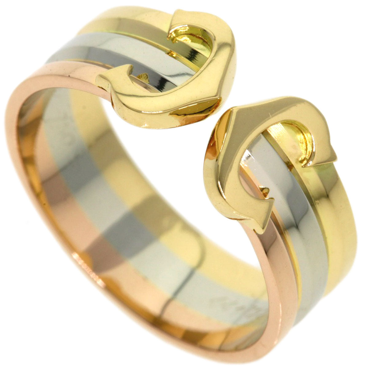 CARTIER 2C SM #50 Ring K18 Yellow Gold K18 White GoldLadies [Used]