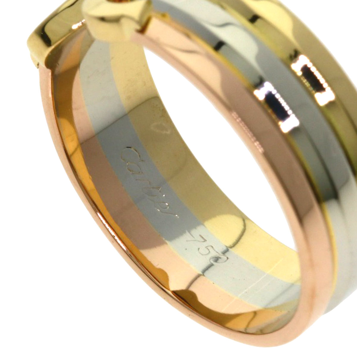 CARTIER 2C SM #50 Ring K18 Yellow Gold K18 White GoldLadies [Used]