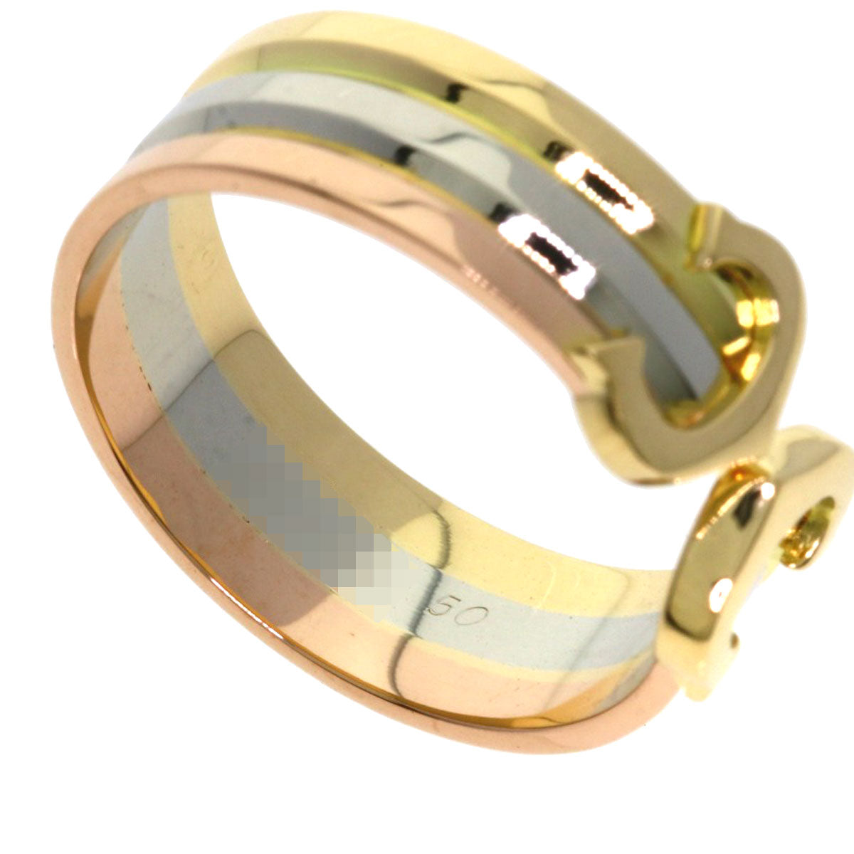 CARTIER 2C SM #50 Ring K18 Yellow Gold K18 White GoldLadies [Used]
