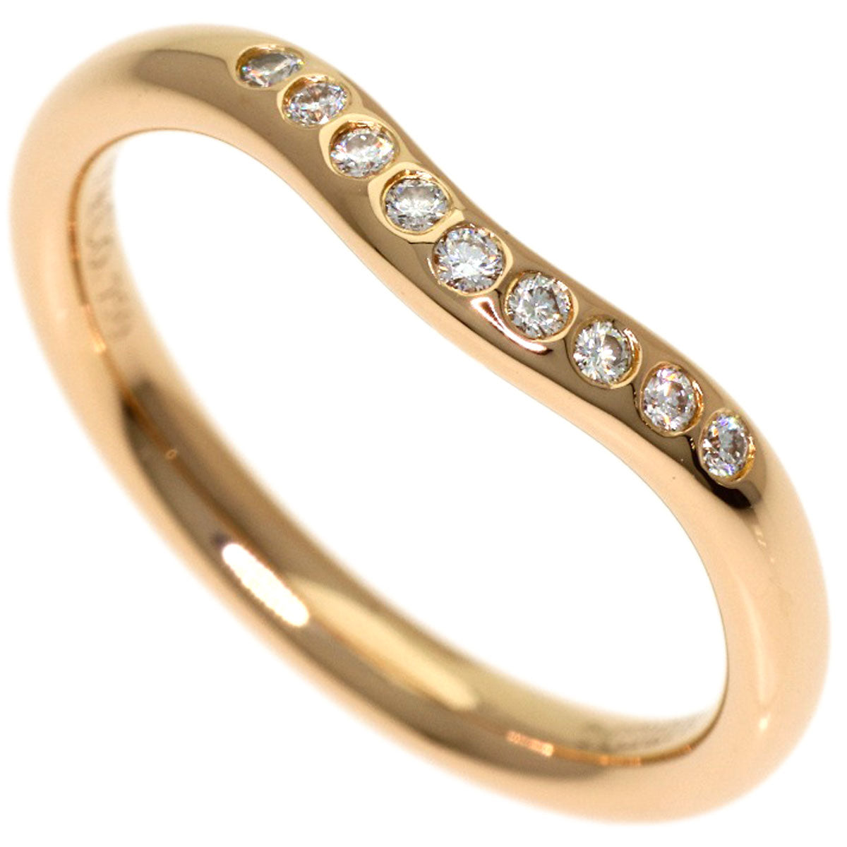 TIFFANY&Co. Curved band Diamond Ring K18 Pink Gold Ladies [Used]