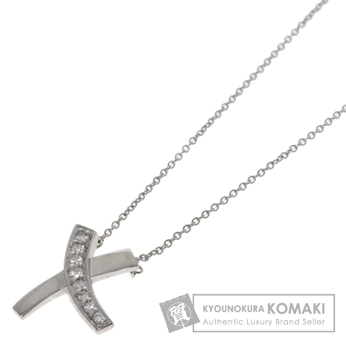 TIFFANY&Co. Kiss Diamond Necklace K18 White Gold Ladies [Used]