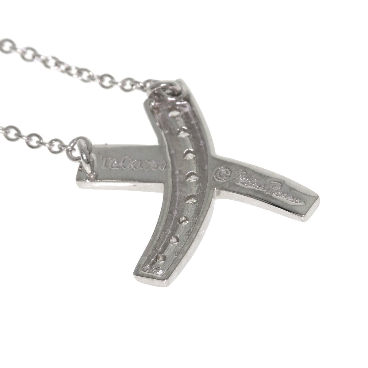 TIFFANY&Co. Kiss Diamond Necklace K18 White Gold Ladies [Used]