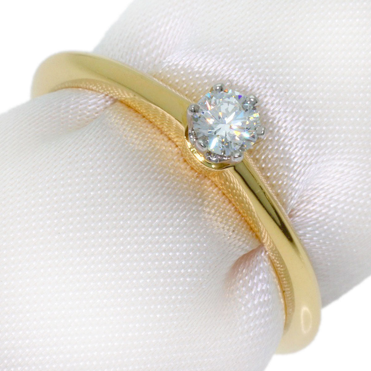 TIFFANY&Co. Solitaire 1P Diamond Ring K18 Yellow Gold PT950Ladies [Used]