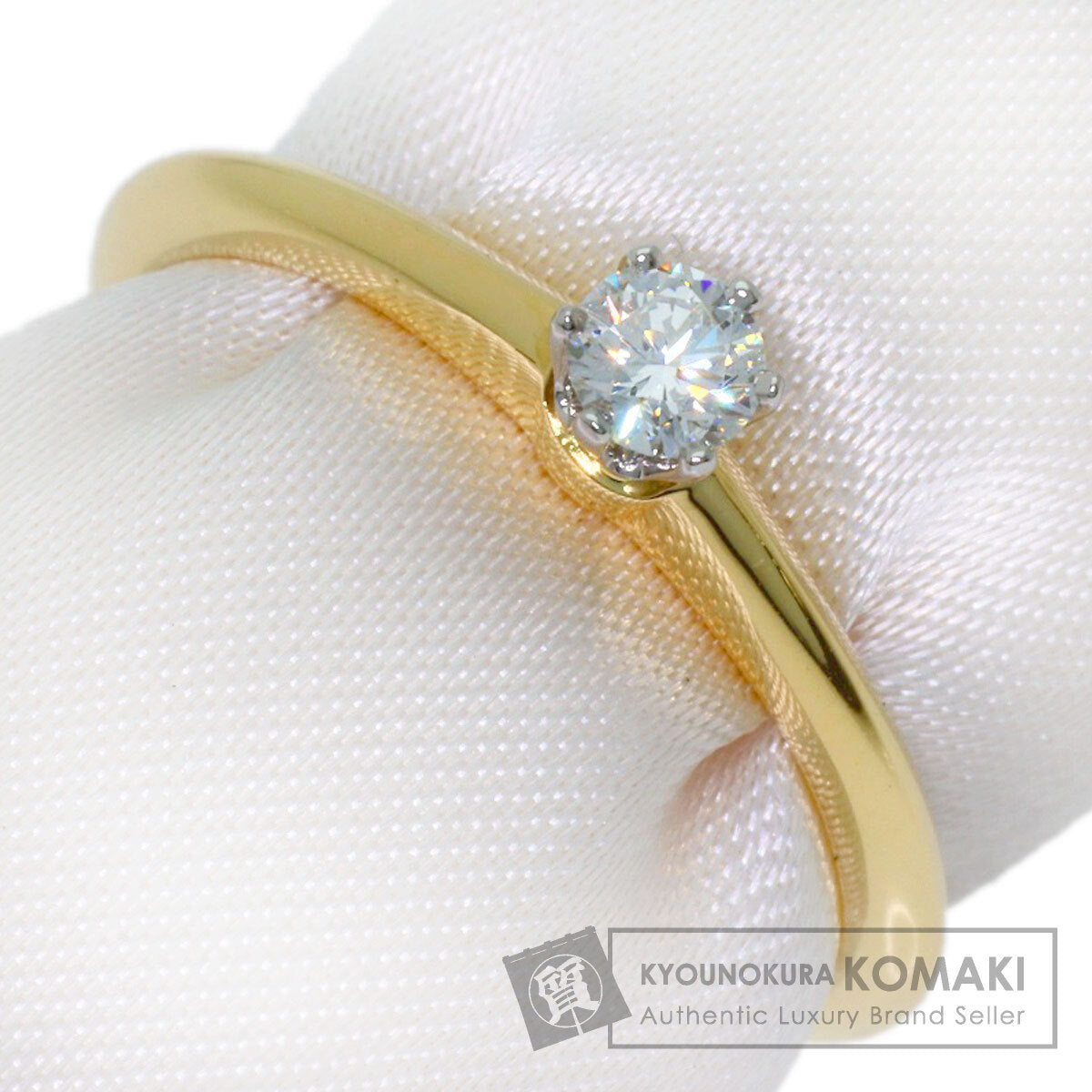 TIFFANY&Co. Solitaire 1P Diamond Ring K18 Yellow Gold PT950Ladies [Used]