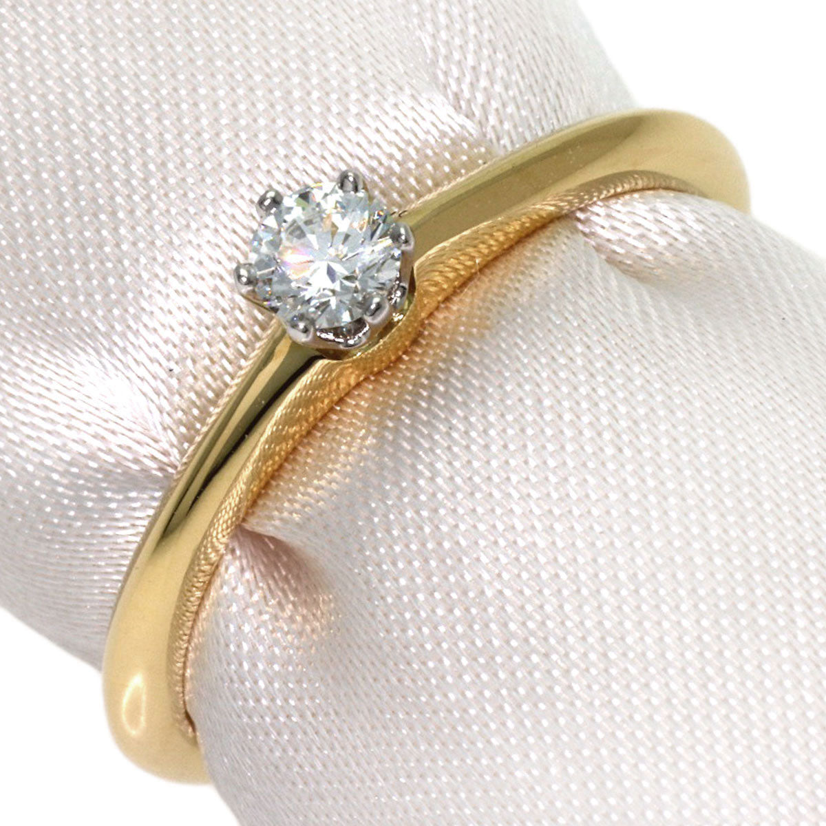 TIFFANY&Co. Solitaire 1P Diamond Ring K18 Yellow Gold PT950Ladies [Used]