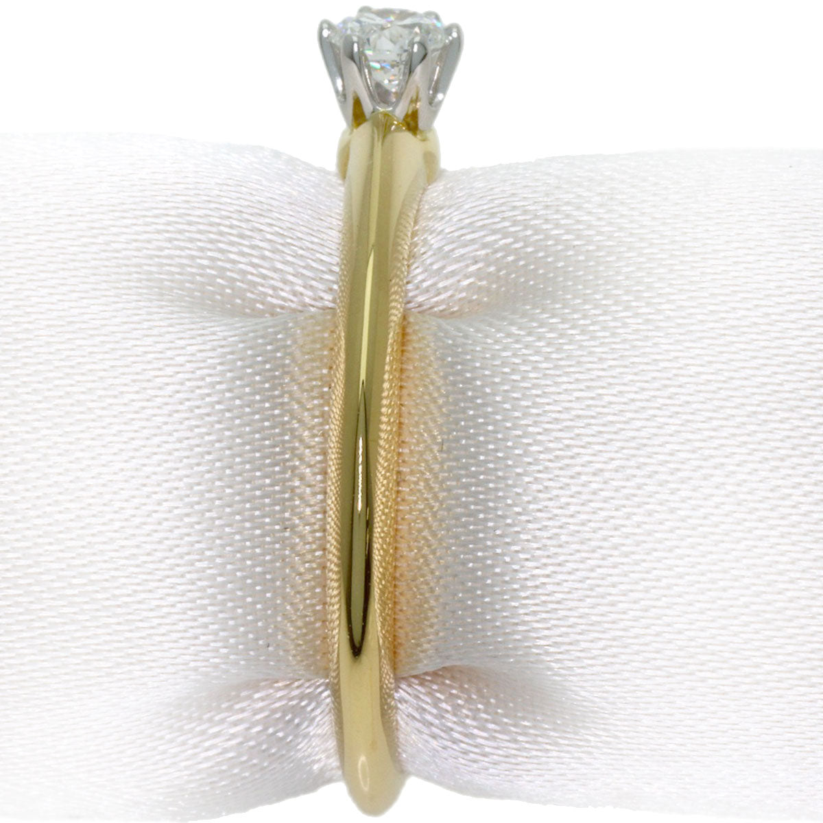 TIFFANY&Co. Solitaire 1P Diamond Ring K18 Yellow Gold PT950Ladies [Used]
