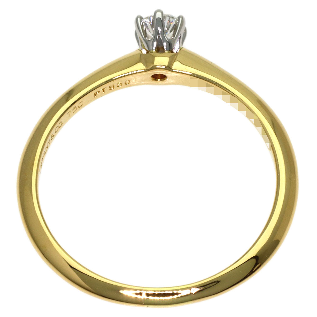 TIFFANY&Co. Solitaire 1P Diamond Ring K18 Yellow Gold PT950Ladies [Used]