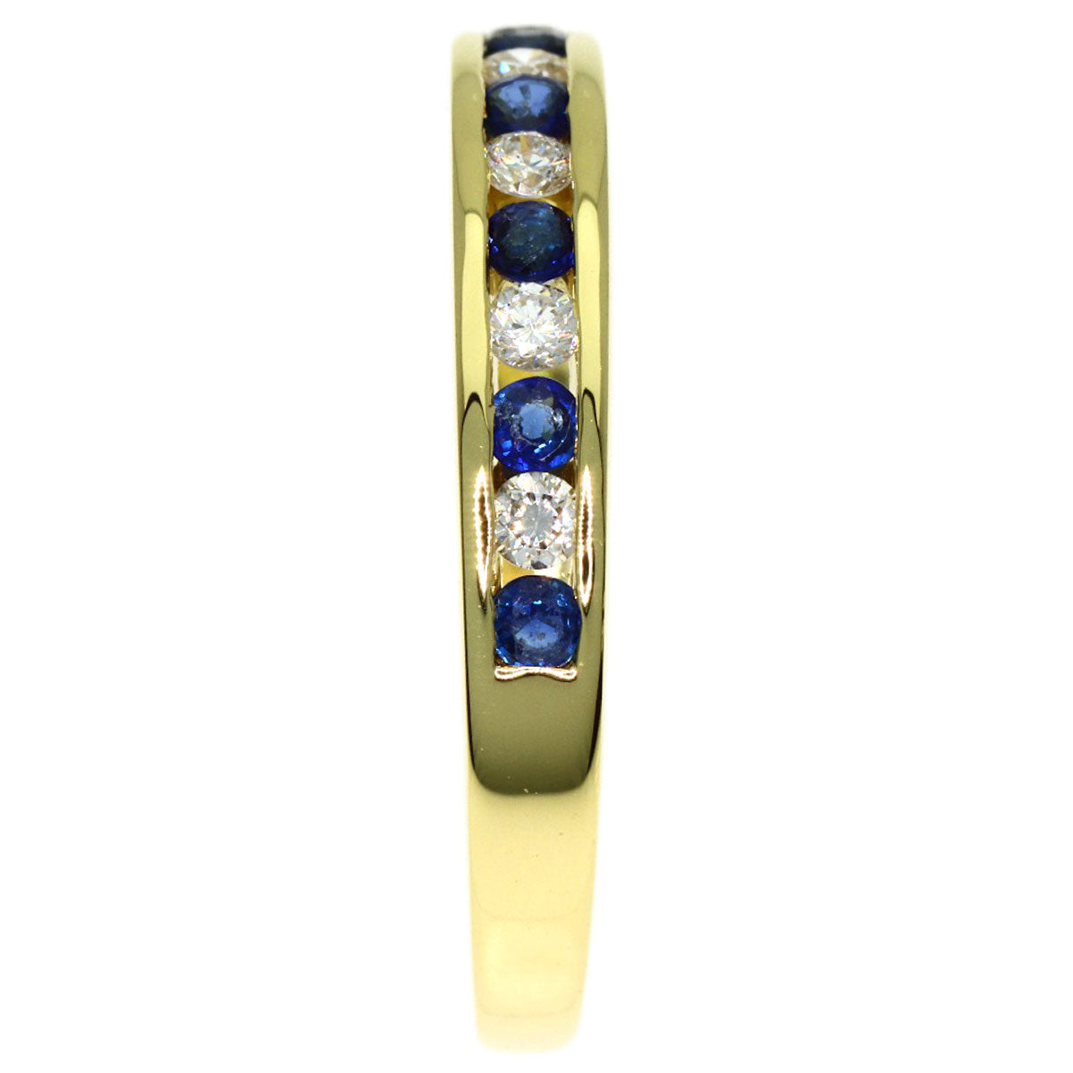 TIFFANY&Co. Half Eternity Sapphire Diamond Ring K18 Yellow Gold Ladies [Used]