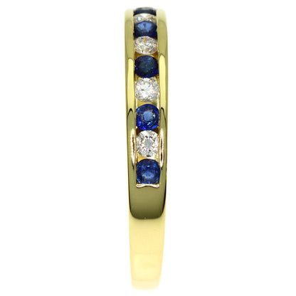 TIFFANY&Co. Half Eternity Sapphire Diamond Ring K18 Yellow Gold Ladies [Used]