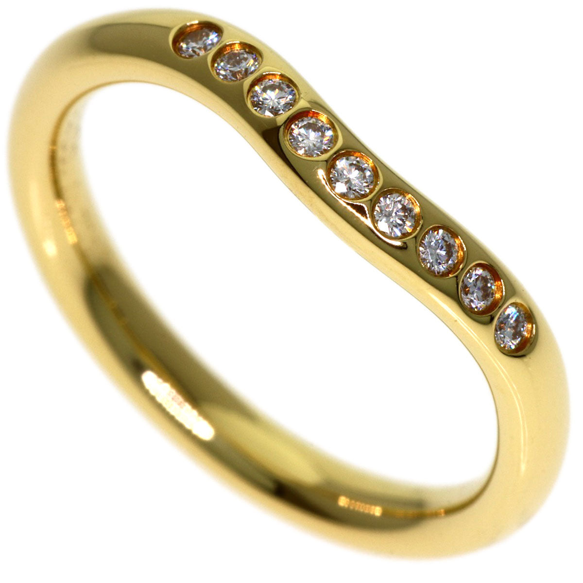 TIFFANY&Co. Curved band Diamond Ring K18 Yellow Gold Ladies [Used]