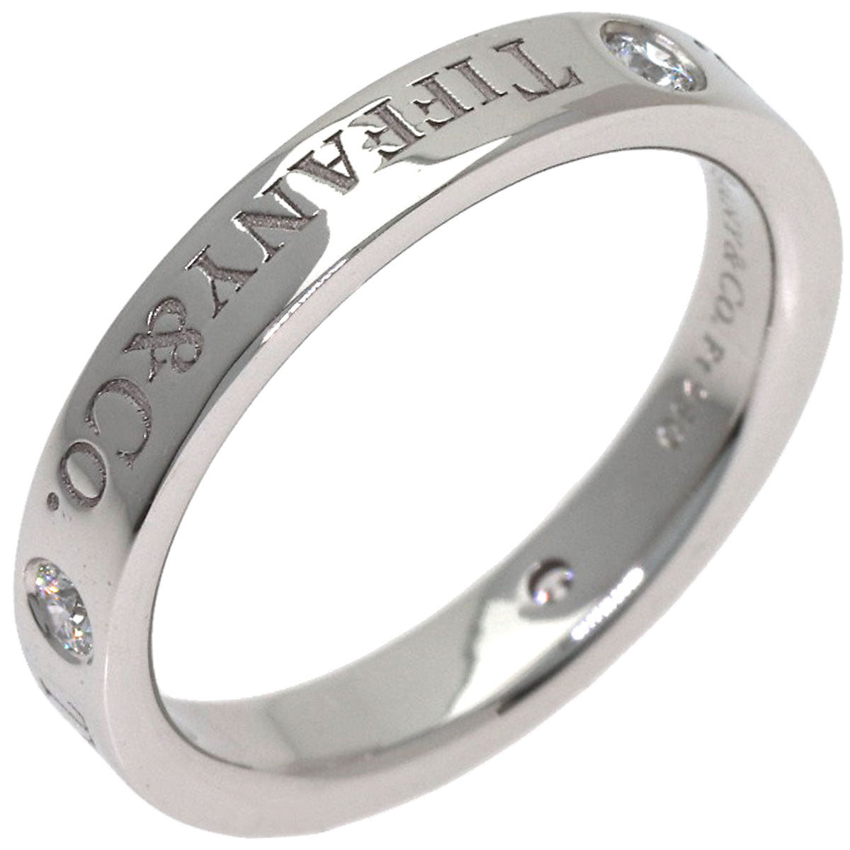 TIFFANY&Co. Flat band 3P Diamond Ring Platinum PT950 Ladies [Used]