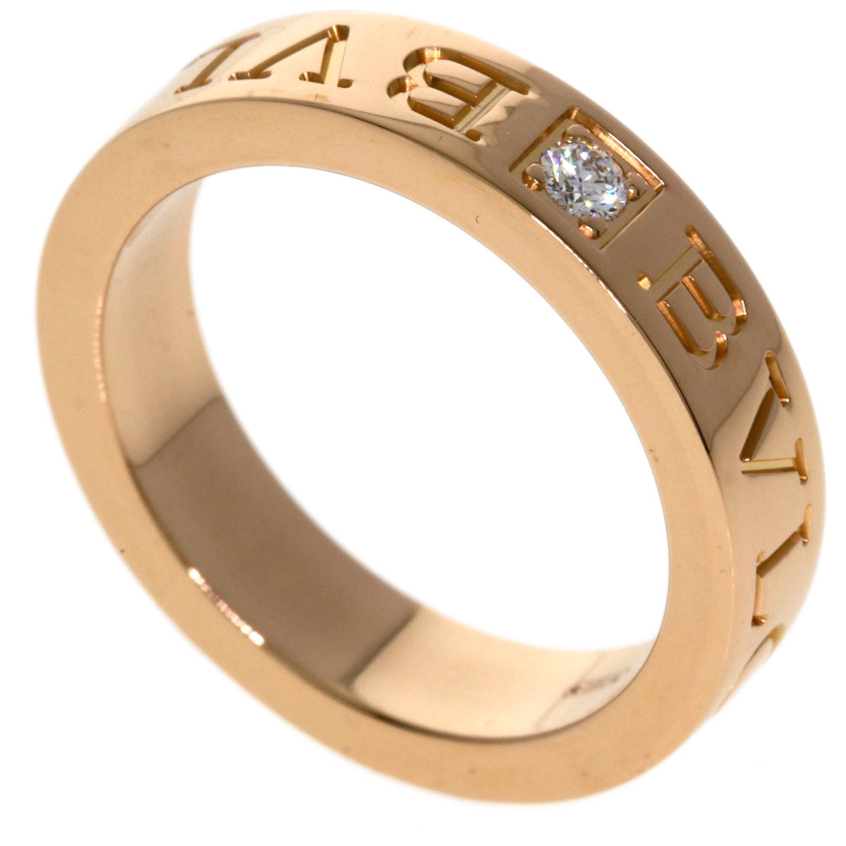 BVLGARI Double logo 1P Diamond Ring K18 Pink Gold Ladies [Used]