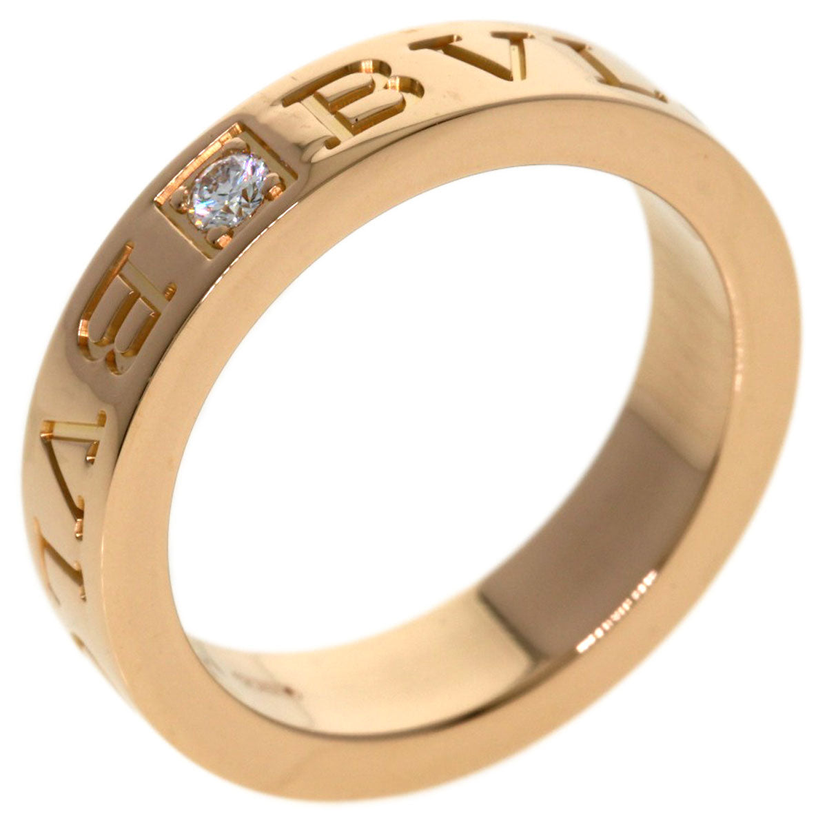 BVLGARI Double logo 1P Diamond Ring K18 Pink Gold Ladies [Used]