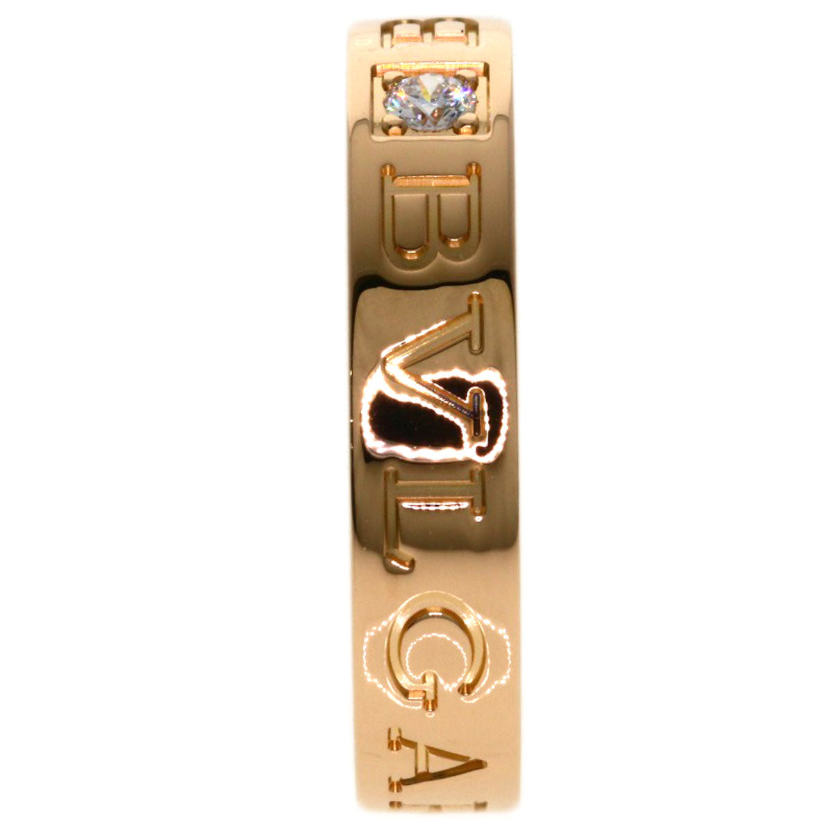 BVLGARI Double logo 1P Diamond Ring K18 Pink Gold Ladies [Used]