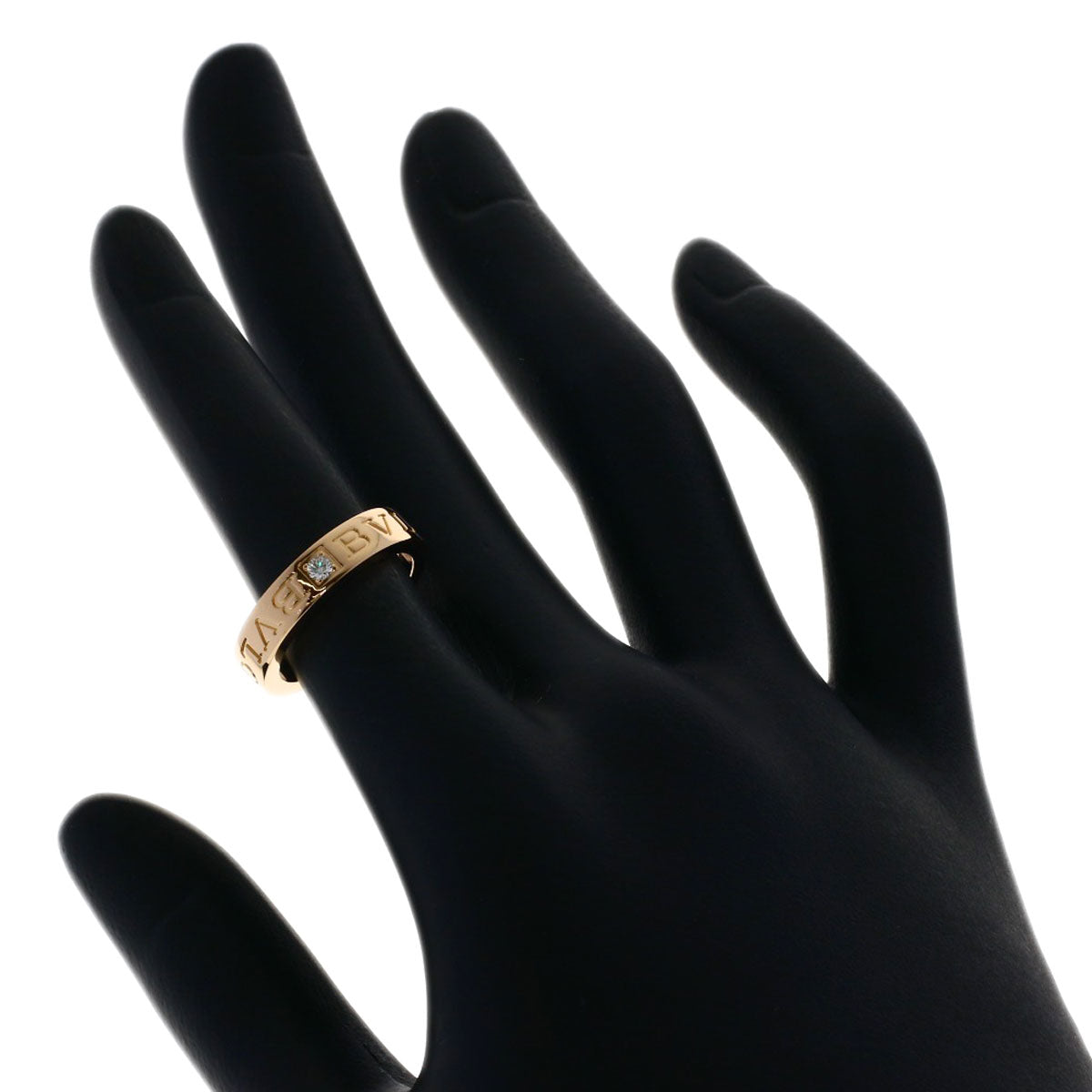 BVLGARI Double logo 1P Diamond Ring K18 Pink Gold Ladies [Used]