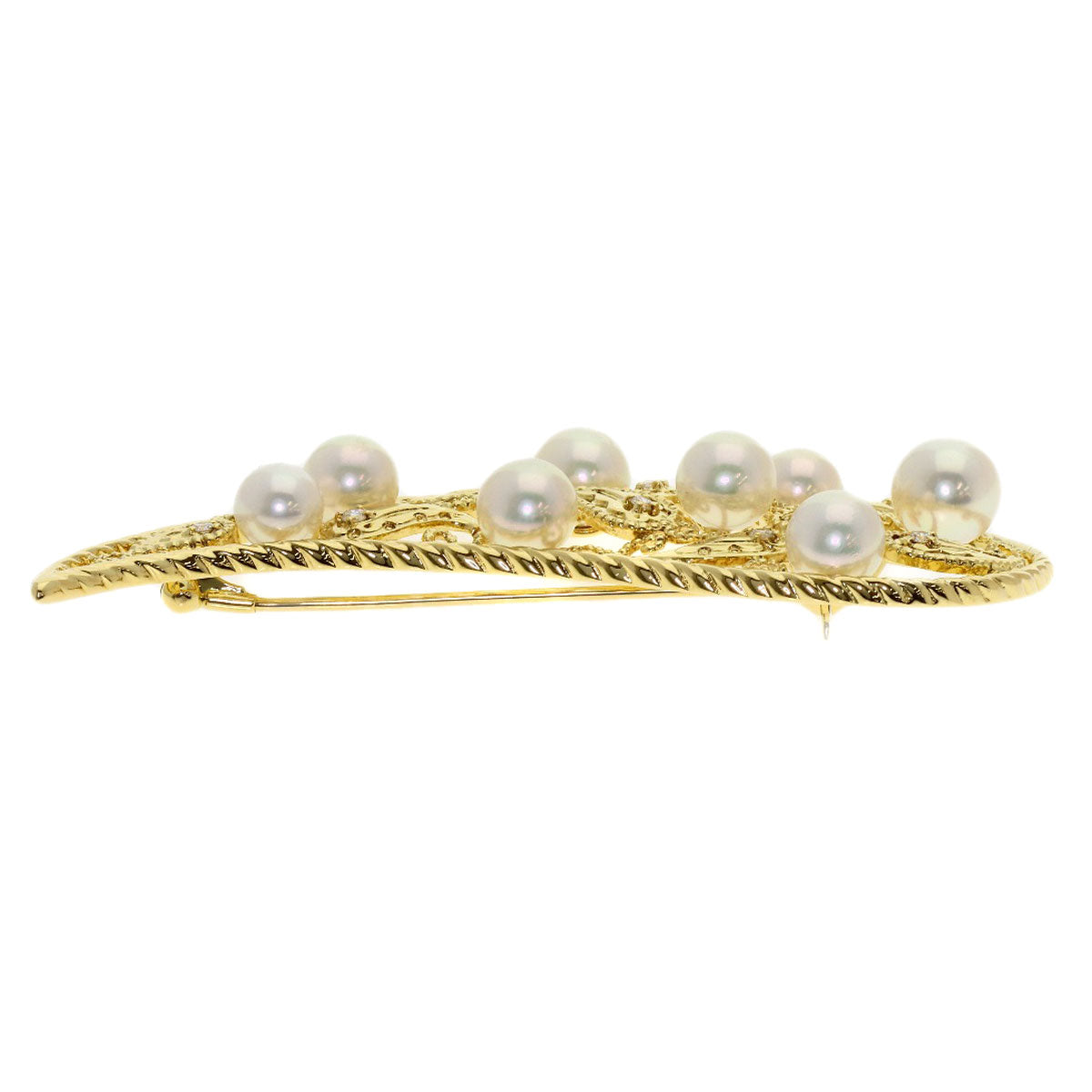 MIKIMOTO Paisley Pearl Pearl Diamond Brooch K18 Yellow Gold Ladies [Used]