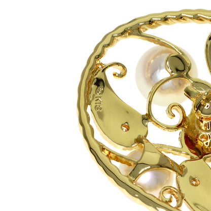 MIKIMOTO Paisley Pearl Pearl Diamond Brooch K18 Yellow Gold Ladies [Used]