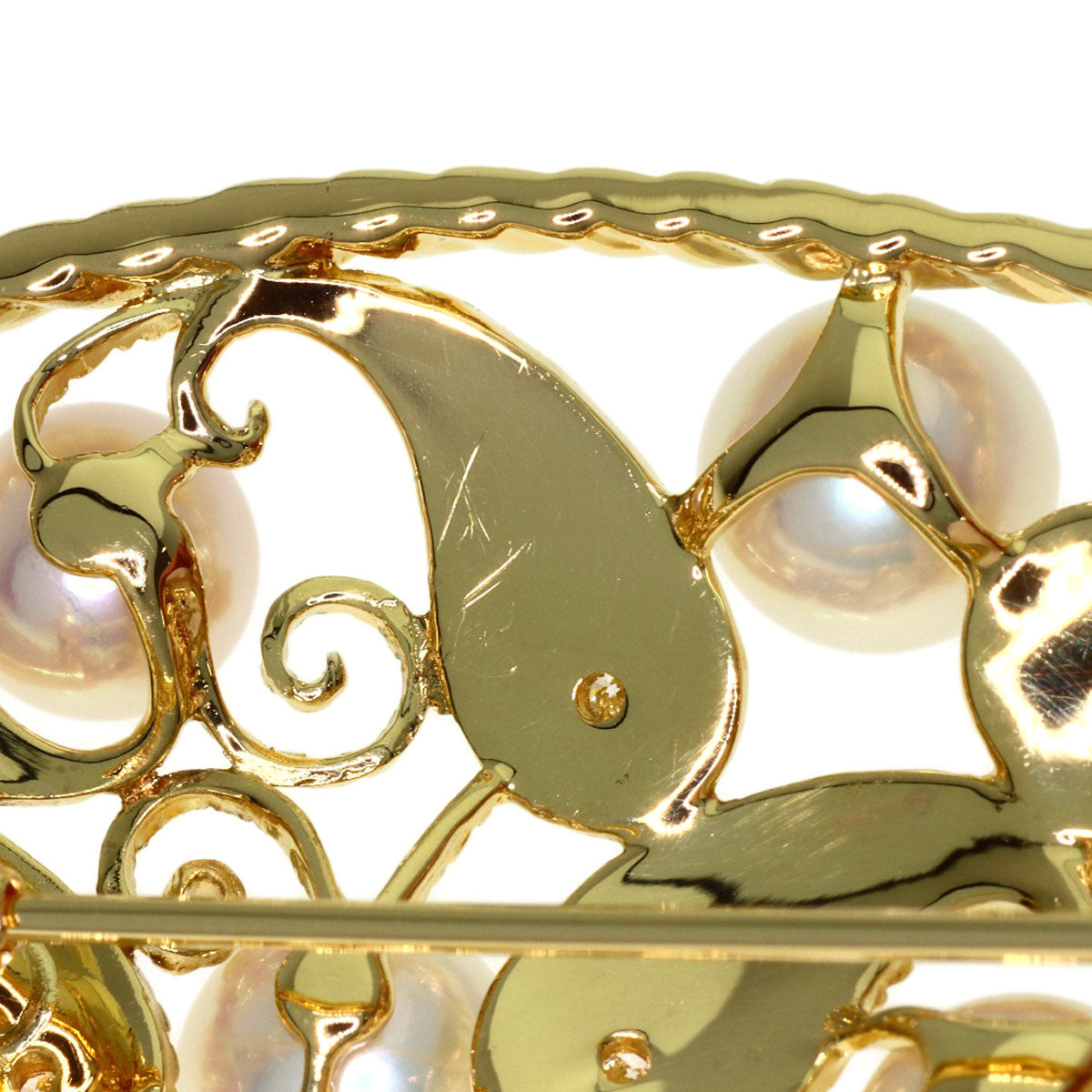 MIKIMOTO Paisley Pearl Pearl Diamond Brooch K18 Yellow Gold Ladies [Used]