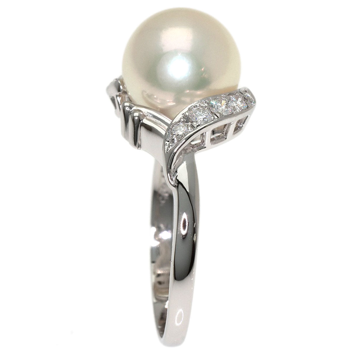 MIKIMOTO Pearl Pearl Diamond Ring Platinum PT950 Ladies [Used]