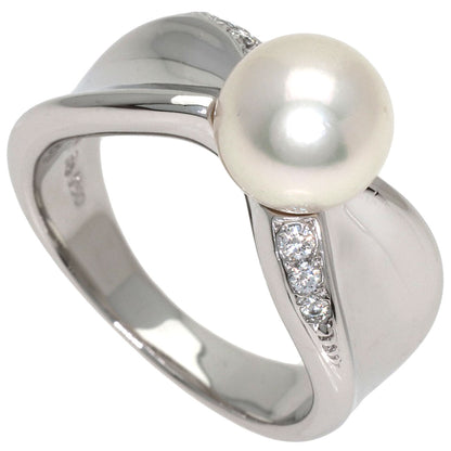 MIKIMOTO Pearl Pearl Diamond Ring Platinum PT950 Ladies [Used]
