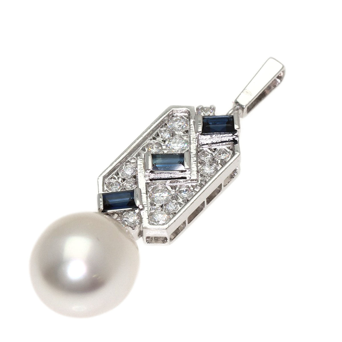 MIKIMOTO Pearl Pearl Sapphire Diamond Pendant top K14 White Gold Ladies [Used]