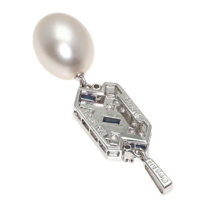 MIKIMOTO Pearl Pearl Sapphire Diamond Pendant top K14 White Gold Ladies [Used]