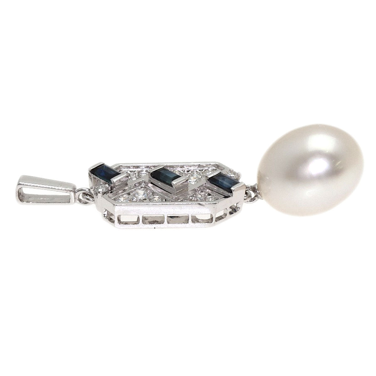 MIKIMOTO Pearl Pearl Sapphire Diamond Pendant top K14 White Gold Ladies [Used]