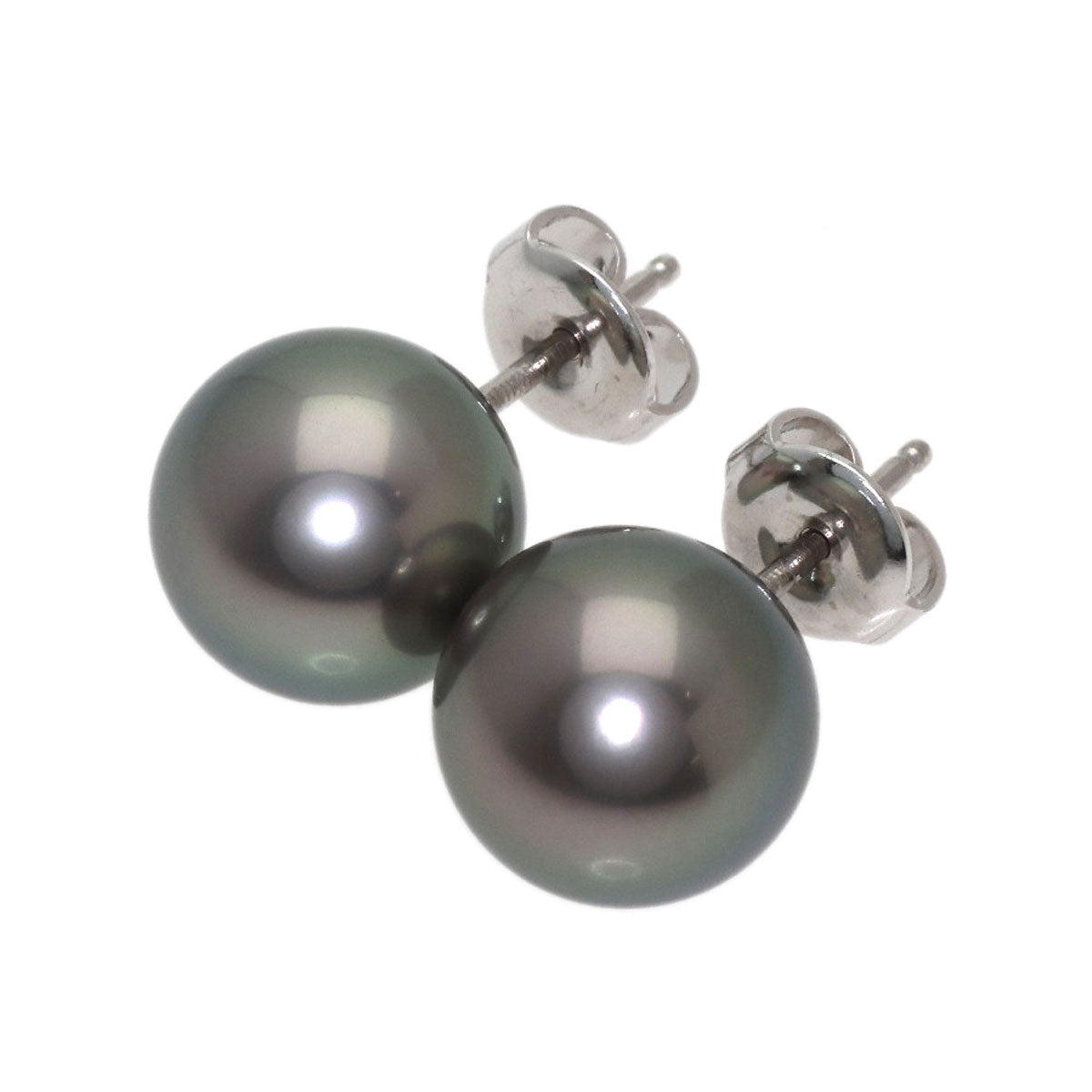MIKIMOTO Black pearl pearl earring K18 White Gold Ladies [Used]