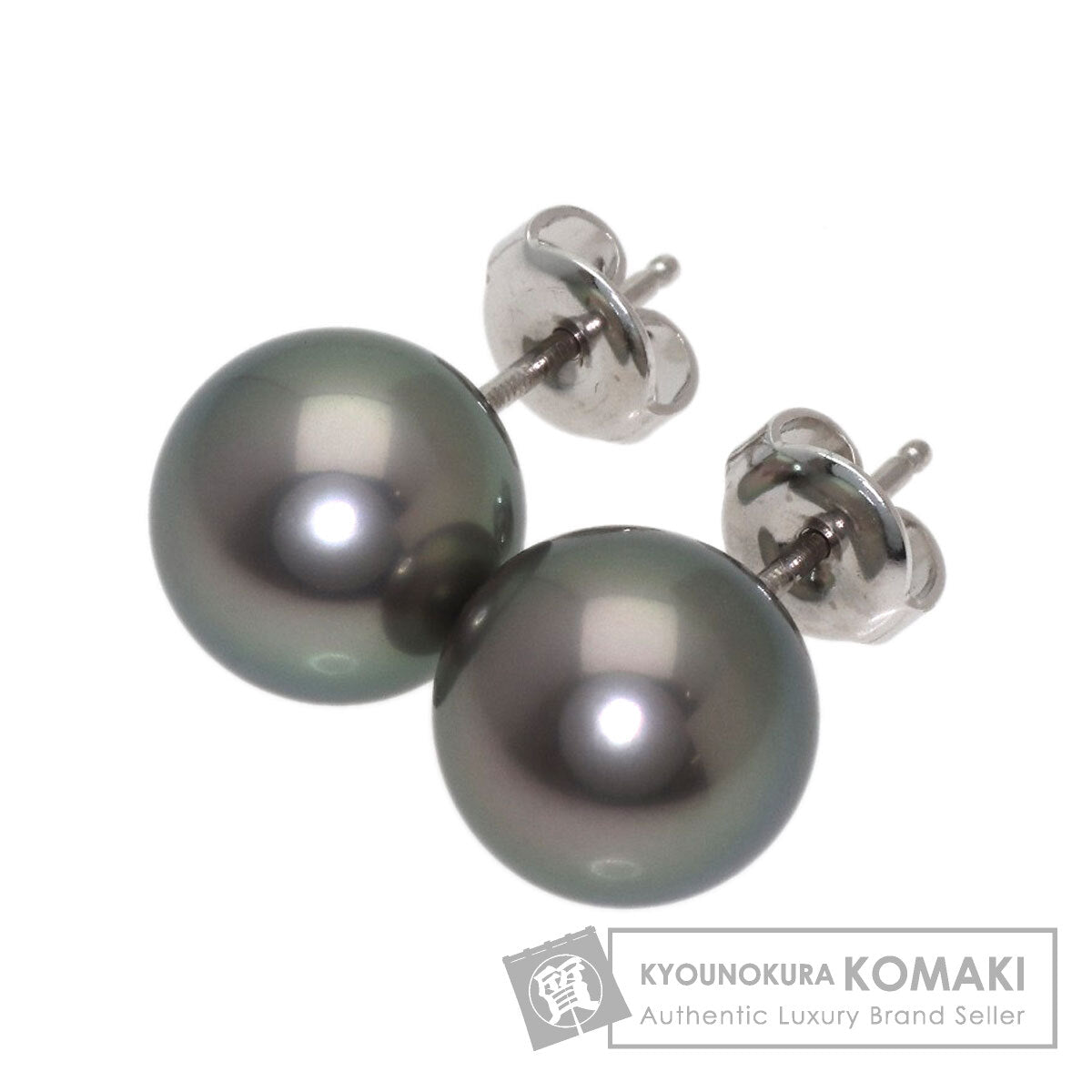 MIKIMOTO Black pearl pearl earring K18 White Gold Ladies [Used]