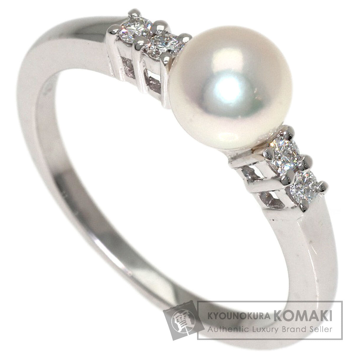 MIKIMOTO Pearl Pearl Diamond Ring K18 White Gold Ladies [Used]