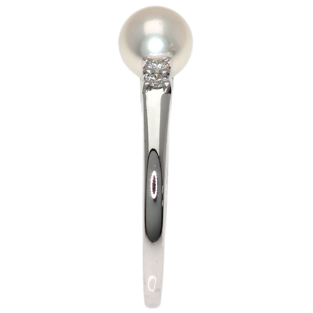 MIKIMOTO Pearl Pearl Diamond Ring K18 White Gold Ladies [Used]
