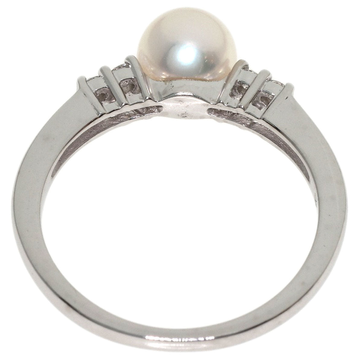 MIKIMOTO Pearl Pearl Diamond Ring K18 White Gold Ladies [Used]