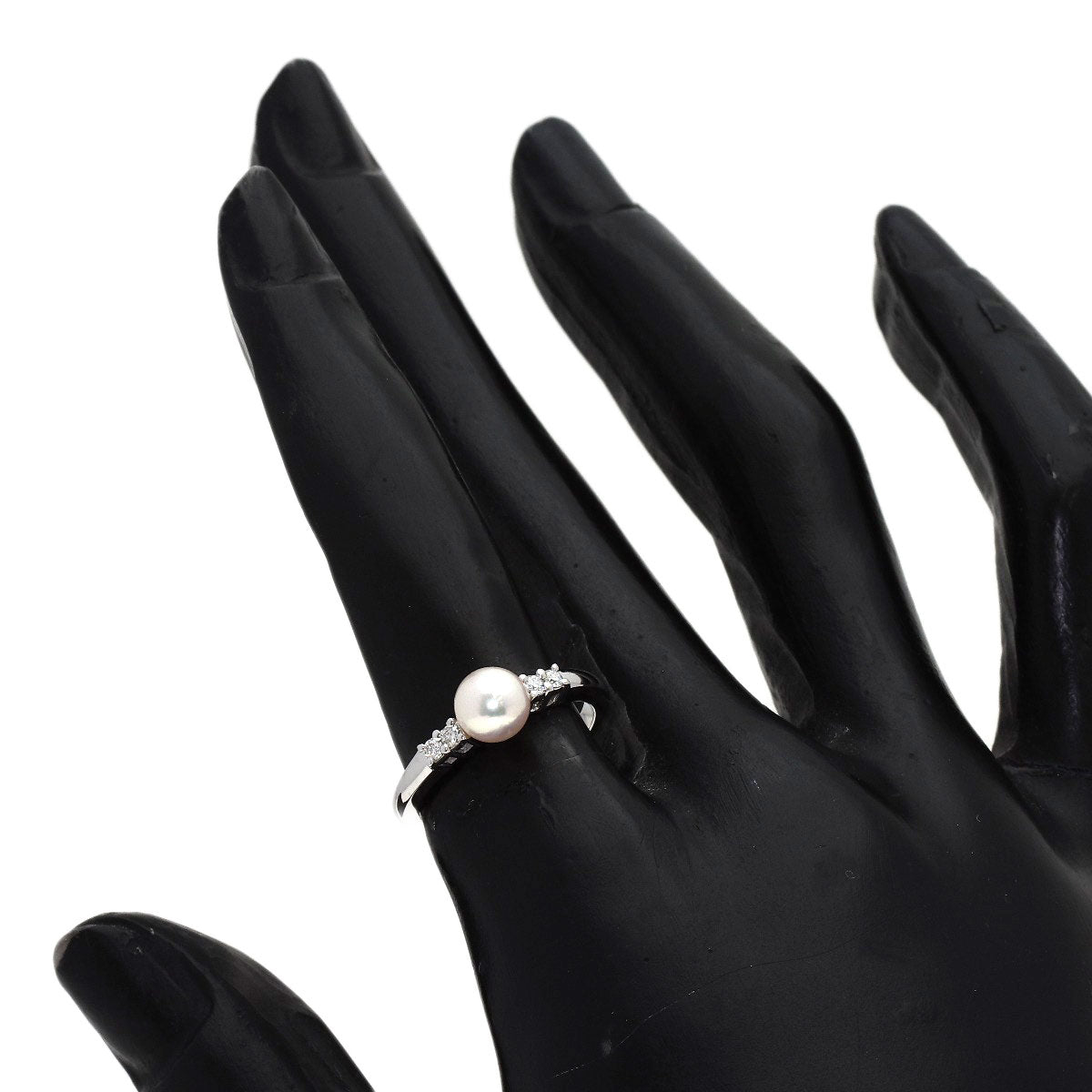 MIKIMOTO Pearl Pearl Diamond Ring K18 White Gold Ladies [Used]