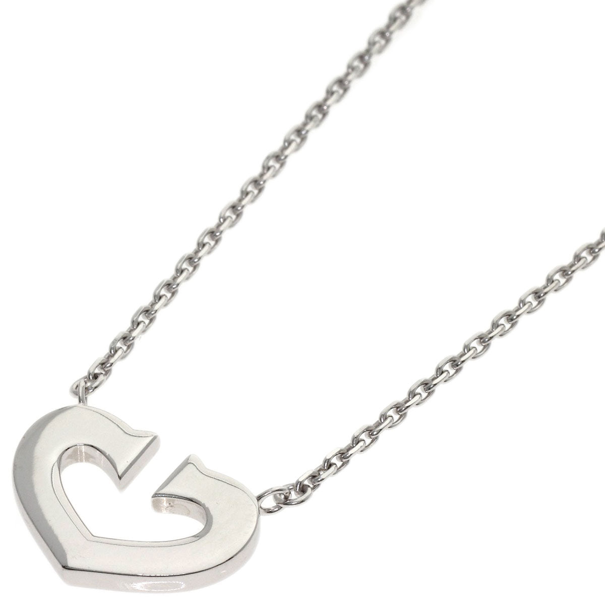 CARTIER C heart Necklace K18 White Gold Ladies [Used]