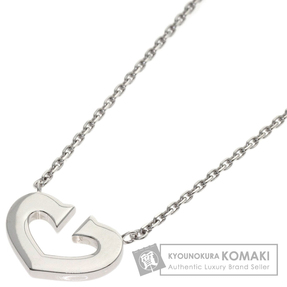 CARTIER C heart Necklace K18 White Gold Ladies [Used]