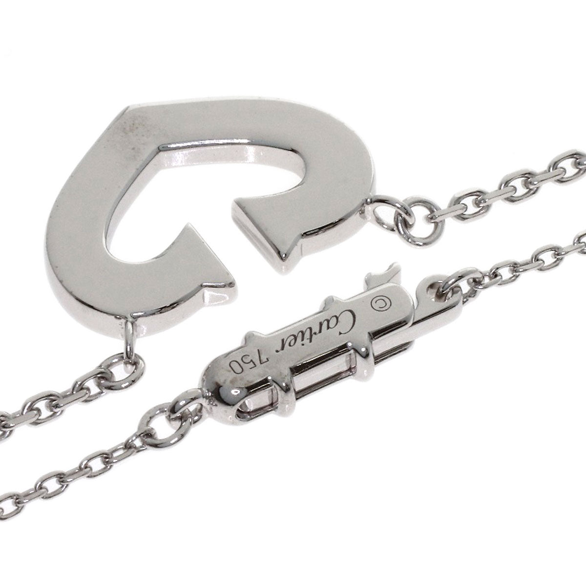 CARTIER C heart Necklace K18 White Gold Ladies [Used]