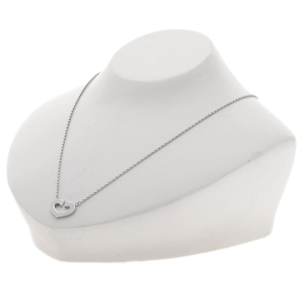 CARTIER C heart Necklace K18 White Gold Ladies [Used]