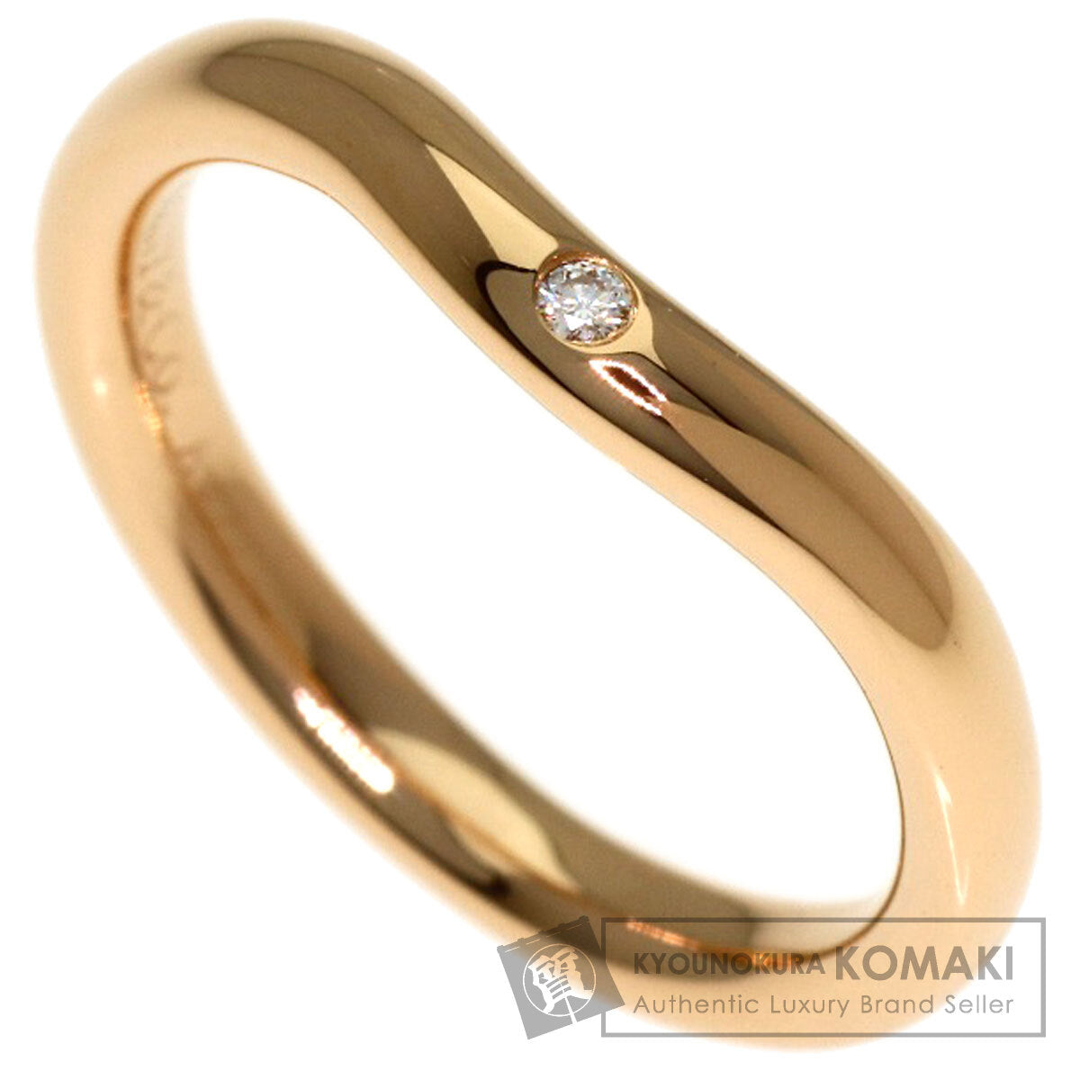 TIFFANY&Co. Curved Band 1P Diamond Ring K18 Pink Gold Ladies [Used]