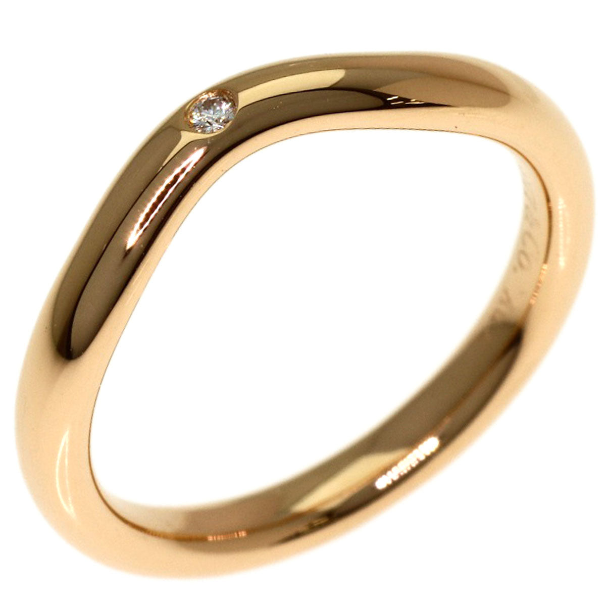 TIFFANY&Co. Curved Band 1P Diamond Ring K18 Pink Gold Ladies [Used]