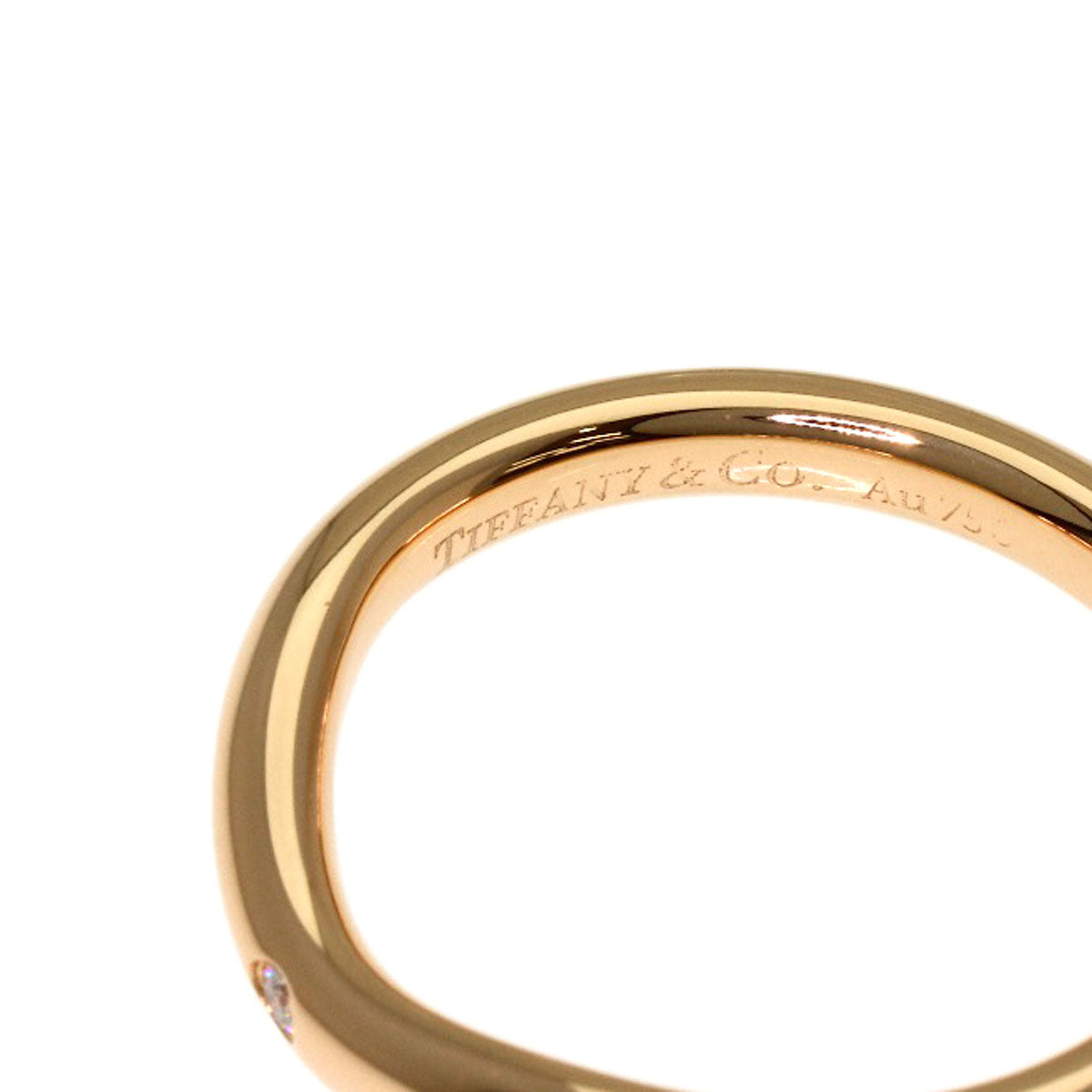 TIFFANY&Co. Curved Band 1P Diamond Ring K18 Pink Gold Ladies [Used]