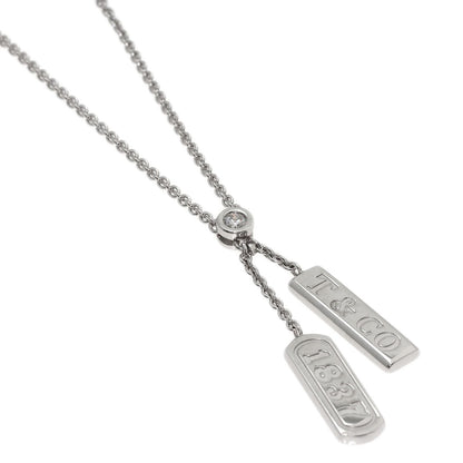 TIFFANY&Co. 1837 Double Bar 1P Diamond Necklace K18 White Gold Ladies [Used]