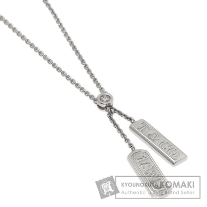 TIFFANY&Co. 1837 Double Bar 1P Diamond Necklace K18 White Gold Ladies [Used]