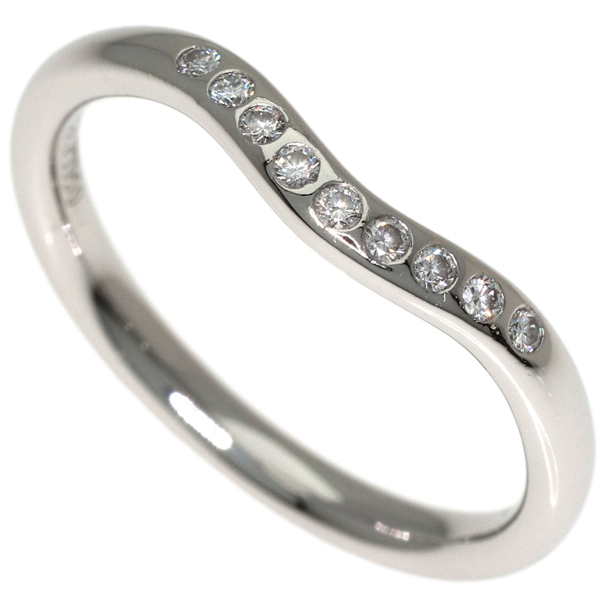TIFFANY&Co. Curved band Diamond Ring Platinum PT950 Ladies [Used]