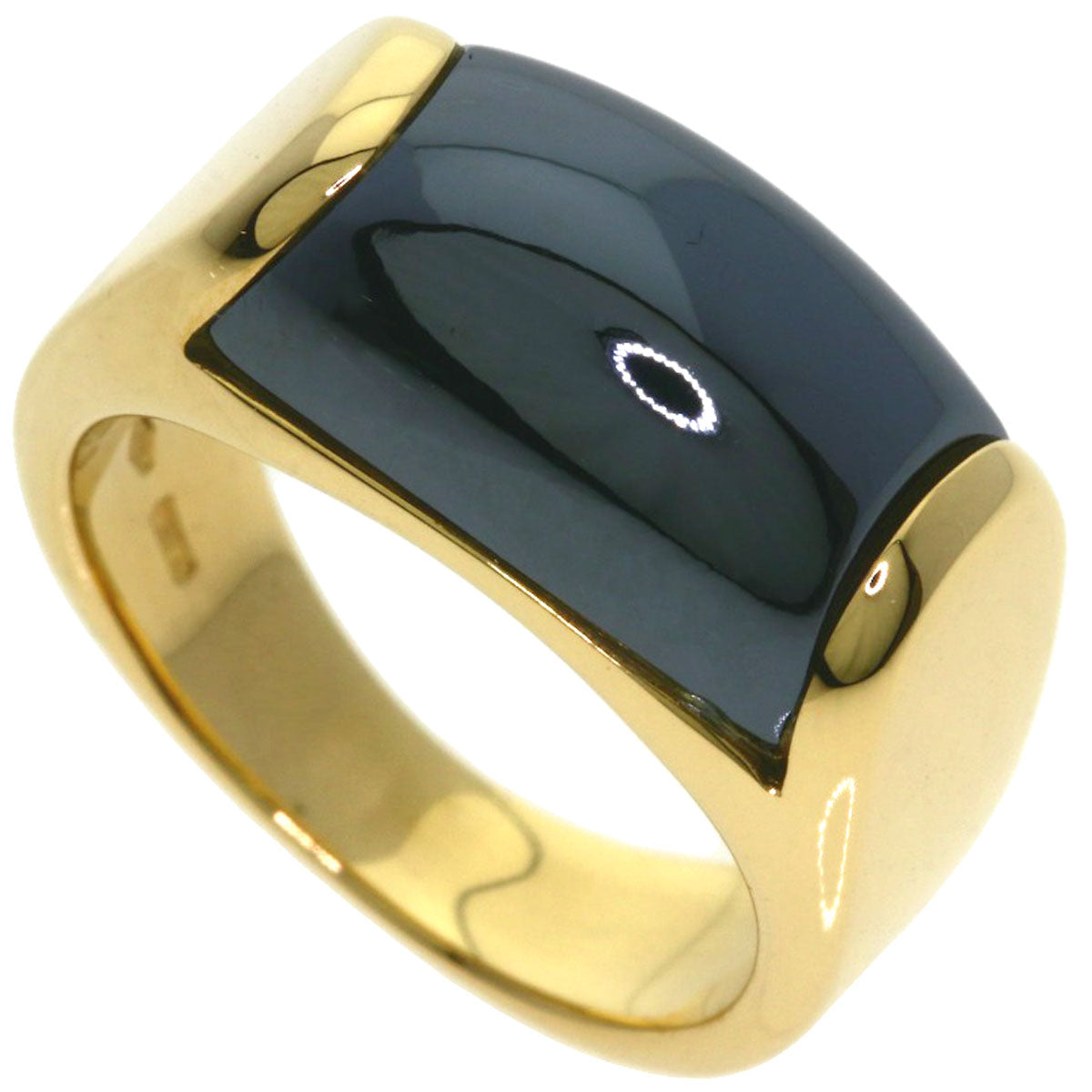 BVLGARI Tronchetto hematite Ring K18 Yellow Gold Ladies [Used]