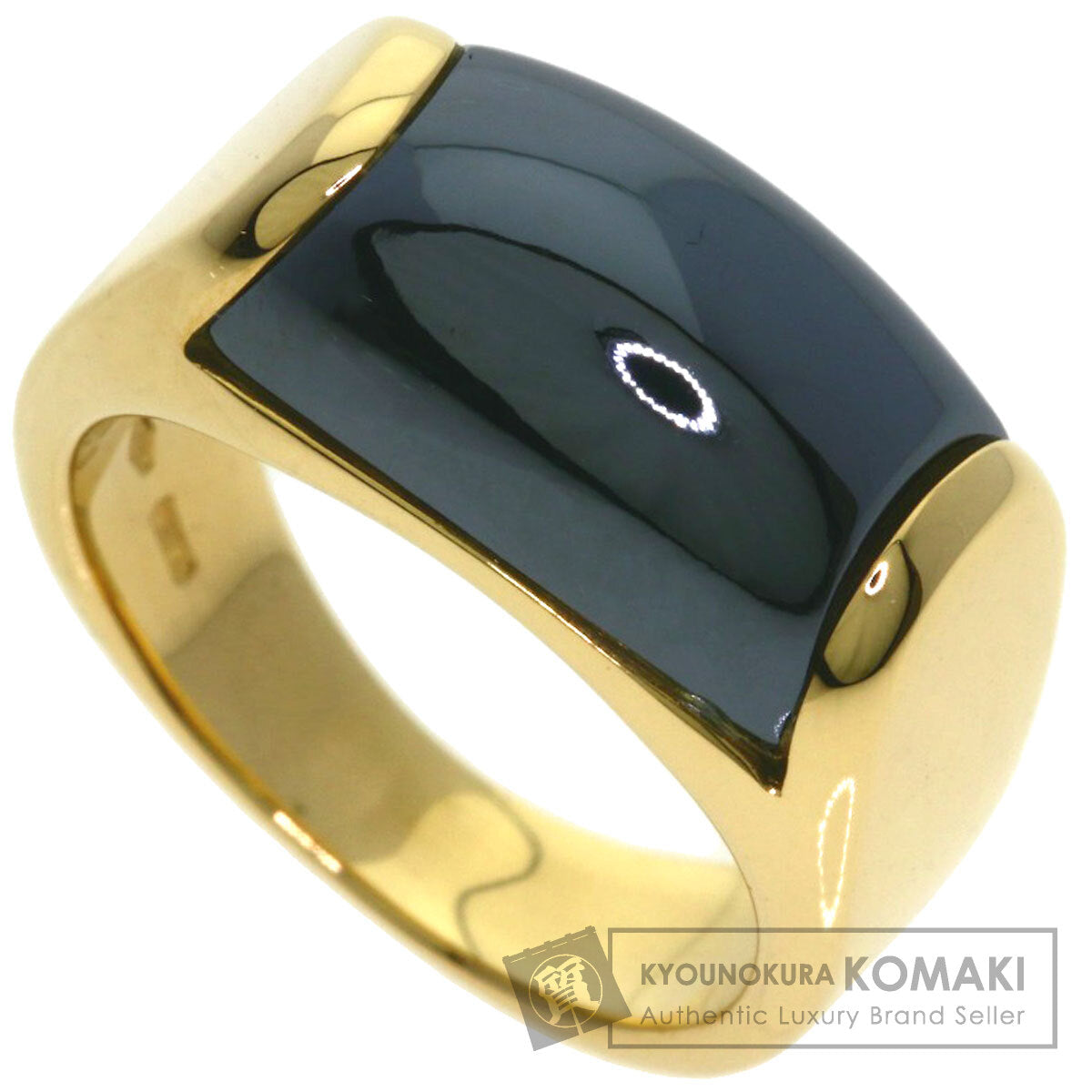 BVLGARI Tronchetto hematite Ring K18 Yellow Gold Ladies [Used]