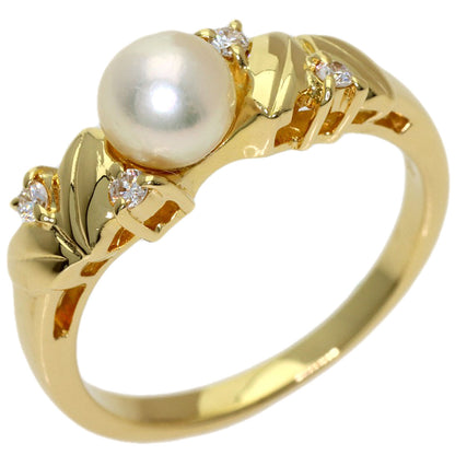 MIKIMOTO Pearl Pearl Diamond Ring K18 Yellow Gold Ladies [Used]