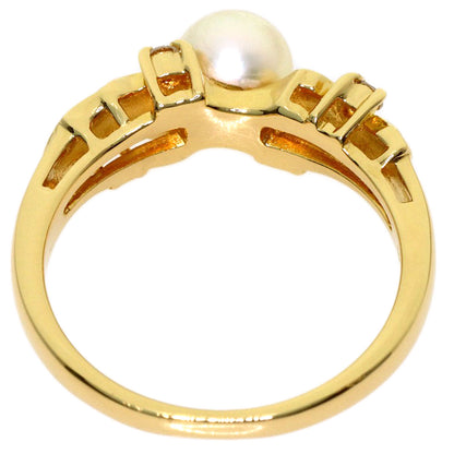 MIKIMOTO Pearl Pearl Diamond Ring K18 Yellow Gold Ladies [Used]