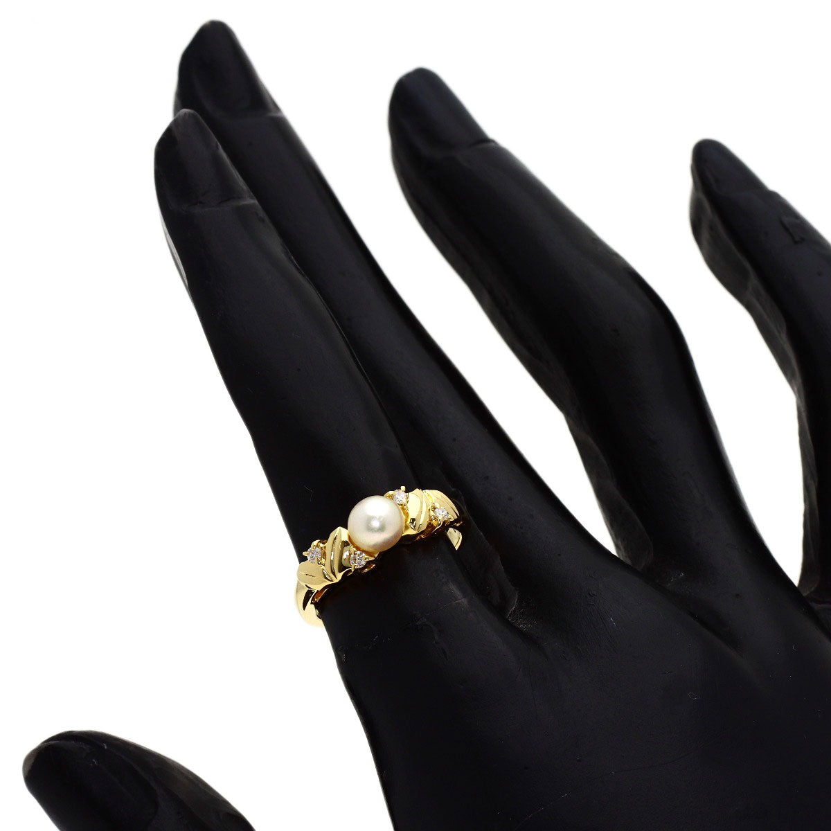 MIKIMOTO Pearl Pearl Diamond Ring K18 Yellow Gold Ladies [Used]
